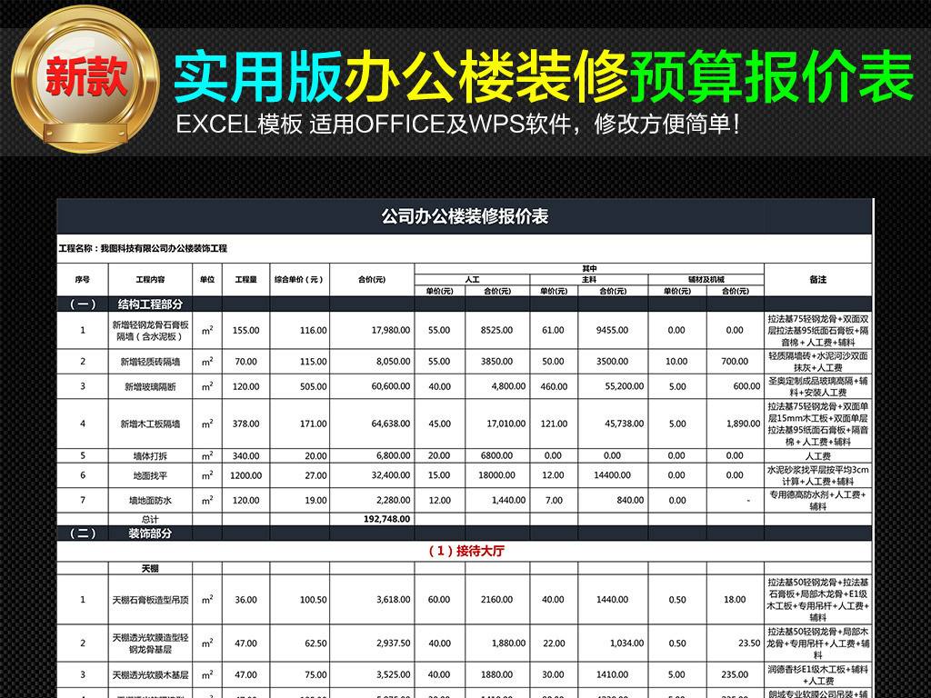 办公楼装修设计预算